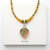 Unakite Triquetra Knot Silver Necklace