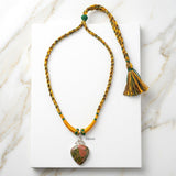 Unakite Triquetra Knot Silver Necklace