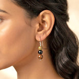Unakite, Black Onyx & Mahogany Obsidian Silver Earring