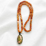 Unakite & Carnelian Beaded Necklace