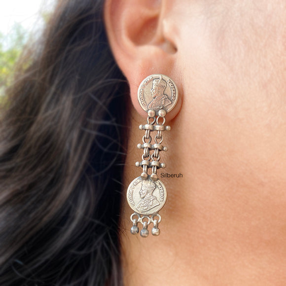 Victoria Empress Silver Oxidised Earring