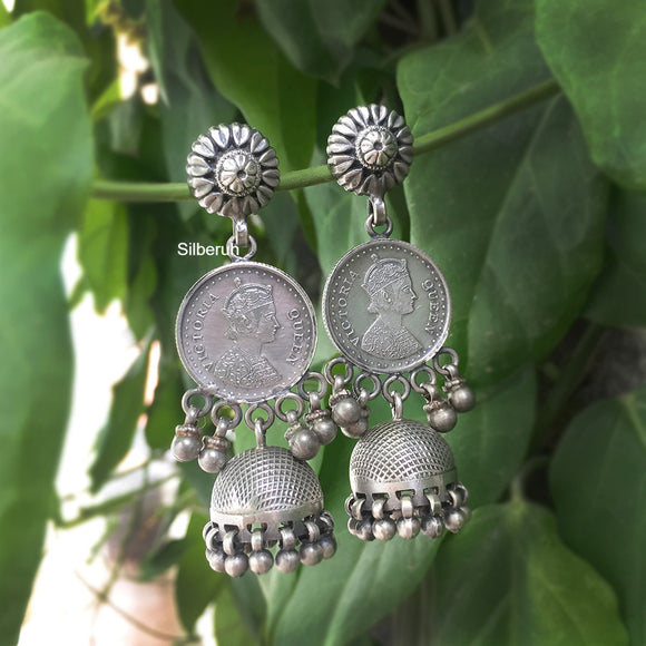 Victoria Queen Silver Jhumka