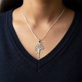 Vriksasana Tree 925 silver yoga pendant in sterling silver