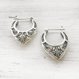 V shaped Silver Bali Hoop Earring
