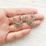 V shaped Silver Bali Hoop Earring