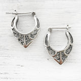 V shaped Silver Bali Hoop Earring