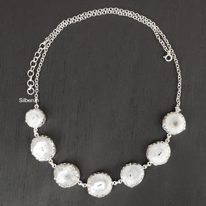White Druzy Silver Necklace