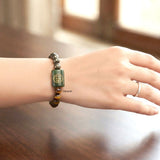 Natural crystal stretch bracelet with Pyrite Citrine Green Aventurine and Tiger's Eye