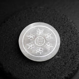 Genuine Moroccan Selenite charging plate engraved with Zibu symbol