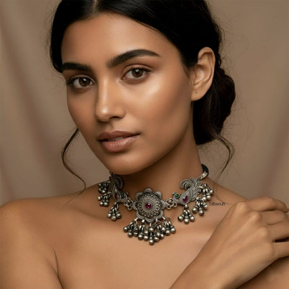 Phool Silver Choker Necklace