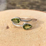 FACETTED PERIDOT ADJUSTABLE SILVER RING - SILBERUH