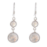 ROUND RAINBOW MOONSTONE SILVER EARRING - SILBERUH