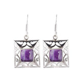 AMETHYST JALI SQUARE SILVER EARRING - SILBERUH