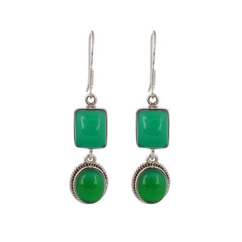 GREEN ONYX SILVER EARRING - SILBERUH