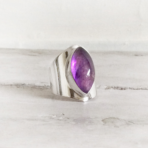 AMETHYST BOHEMIAN SILVER RING - SILBERUH