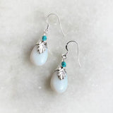 OPALITE & TURQUOISE LEAF SILVER EARRING - SILBERUH