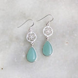 FLOWER AQUA CHALCEDONY DROP SILVER EARRING - SILBERUH