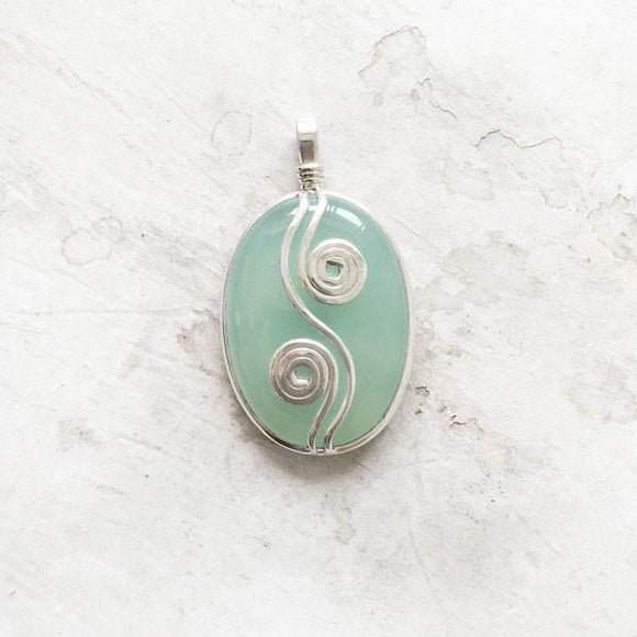 AQUA CHALCEDONY SILVER  'SPIRAL' PENDANT - SILBERUH