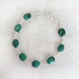 MALACHITE OVAL SILVER BRACELET - SILBERUH