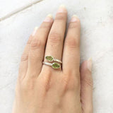 FACETTED PERIDOT ADJUSTABLE SILVER RING - SILBERUH
