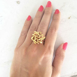 ORGANIC GOLD TONE SILVER RING - SILBERUH