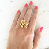 ORGANIC GOLD TONE SILVER RING - SILBERUH