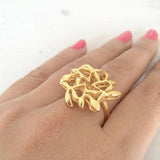 ORGANIC GOLD TONE SILVER RING - SILBERUH