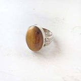 TIGERS EYE LEAF SILVER RING - SILBERUH