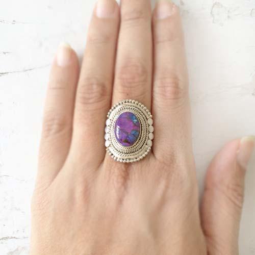 PURPLE COPPER TURQUOISE TRIBAL RING - SILBERUH