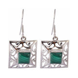 MALACHITE JALI SILVER EARRING - SILBERUH