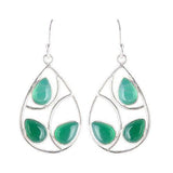 GREEN ONYX SILVER LEAF EARRING - SILBERUH