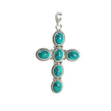 TURQUOISE SILVER CROSS PENDANT - SILBERUH