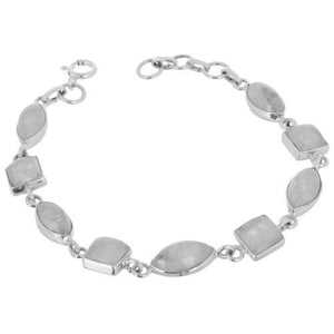 Charming silver rainbow moonstone bracelet