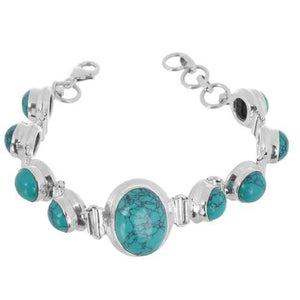 TURQUOISE SILVER CHUNKY BRACELET - SILBERUH