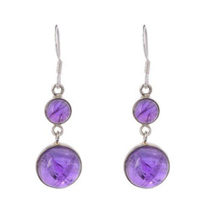 ROUND AMETHYST SILVER EARRING - SILBERUH