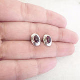 925 silver garnet oval studs