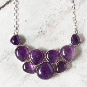 AMETHYST SILVER CHUNKY NECKLACE - SILBERUH