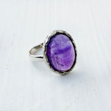 Amethyst Knotted Silver Ring