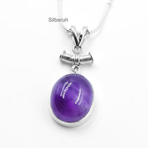 Amethyst Oval Silver Pendant