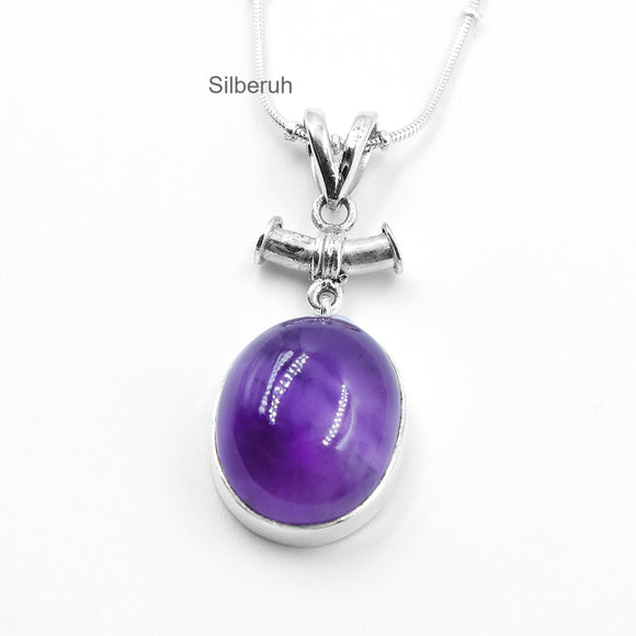 Amethyst Oval Silver Pendant