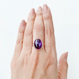 Amethyst Oval Silver Ring