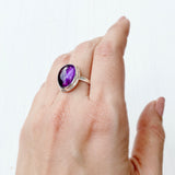 Amethyst Oval Silver Ring