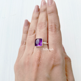 Amethyst Silver Square Ring
