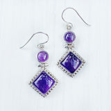 Amethyst Tribal Silver Earring