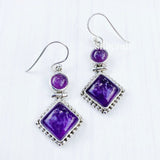 Amethyst Tribal Silver Earring