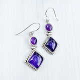 Amethyst Tribal Silver Earring