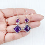 Amethyst Tribal Silver Earring