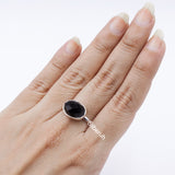 Black Onyx Facetted Adjustable Silver Ring
