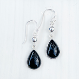 Black Onyx Silver Drop Earring