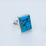 Blue Copper Turquoise Silver Ring